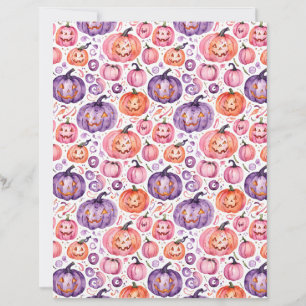 Lámina Papel de Halloween de calabaza pastel de acuarela