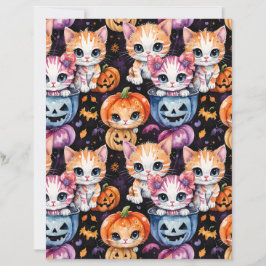 Lámina Papel de Halloween de gatito lindo para pedir dulc