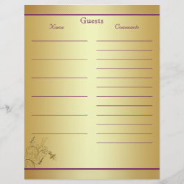 Lámina Papel de invitado morado dorado