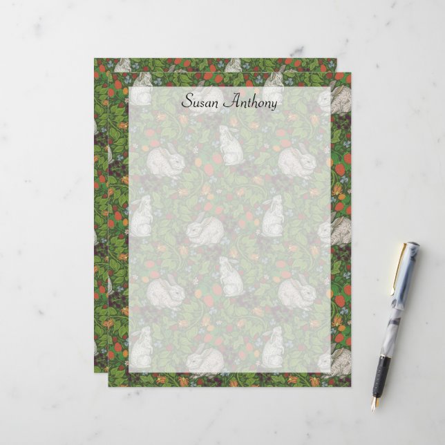 Lámina Papel de jardín de conejo blanco victoriano (Anverso/Reverso In Situ)