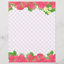 Papel de la estación de Strawberry Purple Gingham