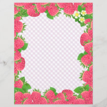 Papel de la estación de Strawberry Purple Gingham