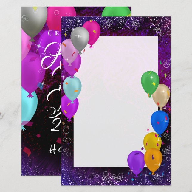 Lámina Papel de la historia de los globos de Año Nuevo fe (Anverso / Reverso)