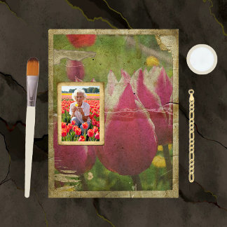 Lámina Papel de la libreta de calificaciones de tulipanes