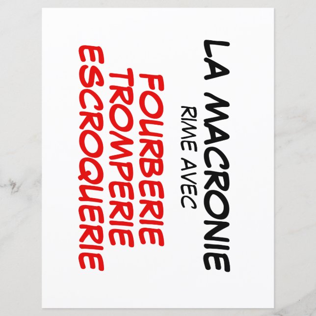 Lámina Papel de La Macronie Fourberie Tromperie Escroquer (Anverso)