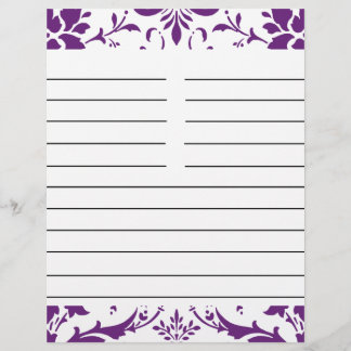 Lámina Papel de la receta personalizada Purple Damask