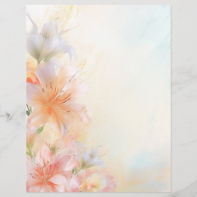 Lámina Papel de la Scrapbooking de Floral Pastel (Anverso)