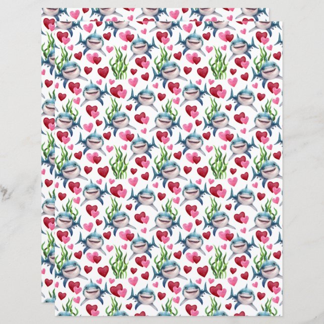 Lámina Papel de libro de cricket de Shark Valentines (Anverso / Reverso)