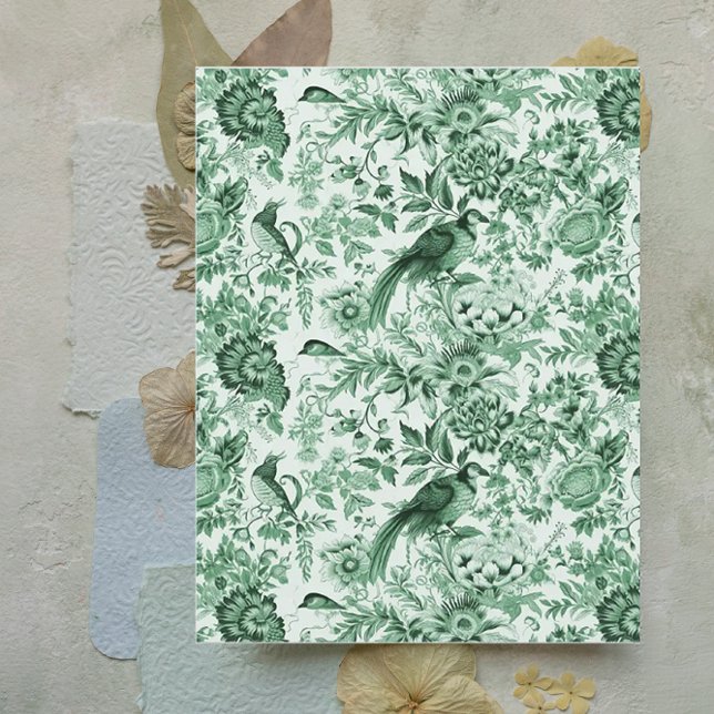 Lámina Papel de libro de cricket francés Aves verdes y fl (Subido por el creador)