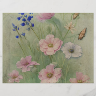 Lámina Papel de libro de cuadernillo de flores silvestres