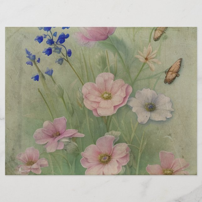 Lámina Papel de libro de cuadernillo de flores silvestres (Anverso)