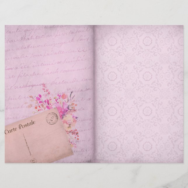 Lámina Papel de libro de cuadernillo Shabby Chic Lace & F (Anverso)