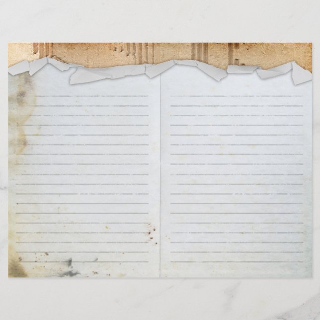 Lámina Papel de libro de cuaderno gráfico de borde desgar (Anverso)