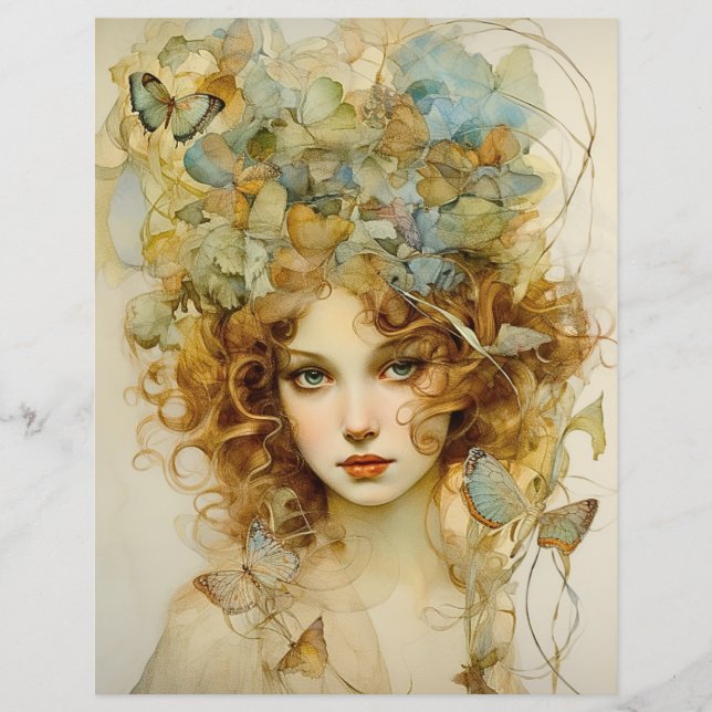 Lámina Papel de libro de estética de belleza victoriano (Anverso)