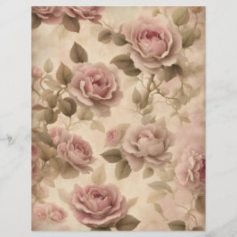 Lámina Papel de libro de texto para rosas de cosecha rosa