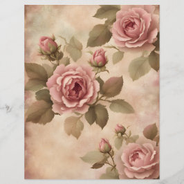 Lámina Papel de libro de texto para rosas de cosecha rosa
