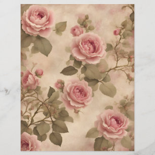 Lámina Papel de libro de texto para rosas de cosecha rosa