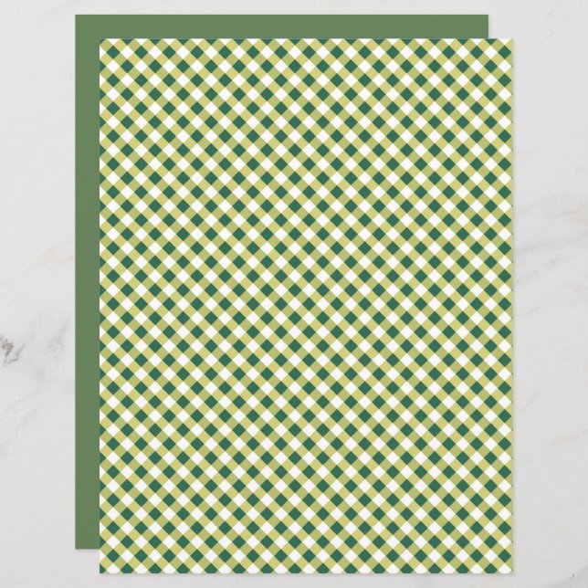 Lámina Papel de libro gráfico de Gingham verde de Grass (Anverso / Reverso)