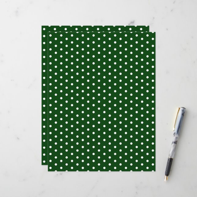 Lámina Papel de Libro Verde del patrón de puntos de polka (Anverso/Reverso In Situ)