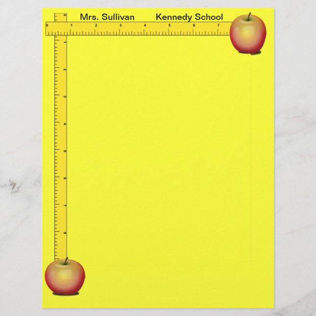 Lámina Papel de maestro de manzanas y gobernantes (amaril (Anverso)