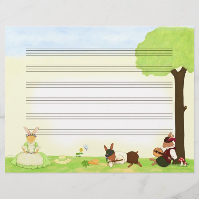 Lámina Papel de manuscrito de música de buen día (Anverso)