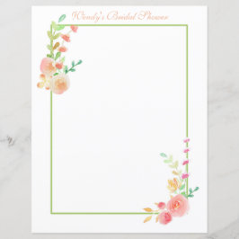 Lámina Papel de marco floral de color de agua pastel