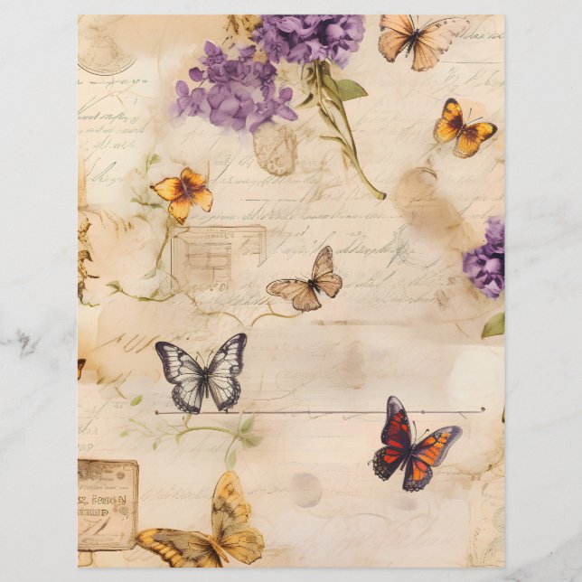 Lámina Papel de mariposa y carabina floral de Victoria (Anverso)