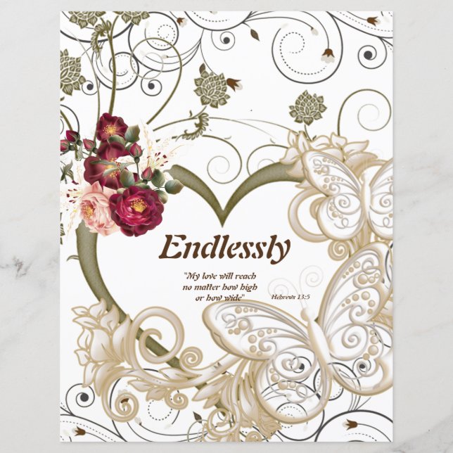 Lámina Papel de mariposas florales sin fin (Anverso)