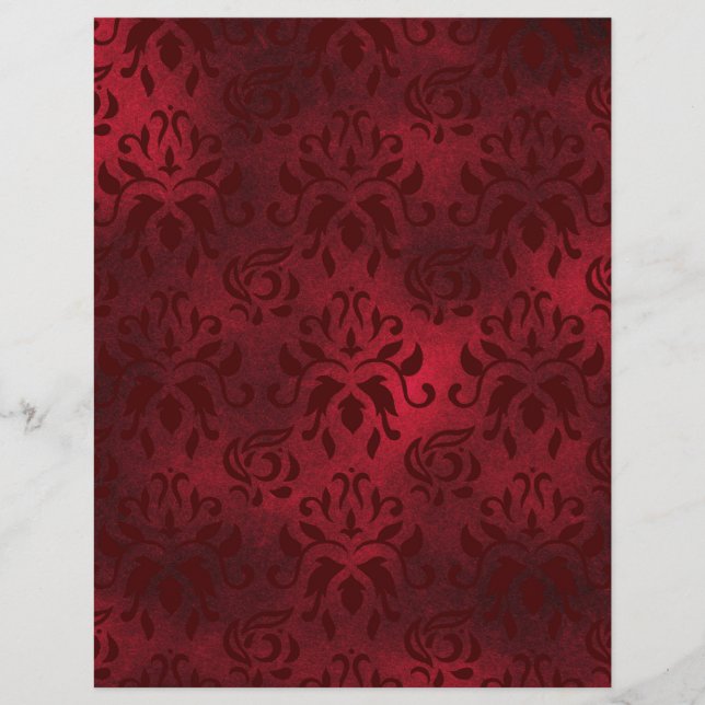 Lámina Papel de minigrafía de Damask rojo rico (Anverso)
