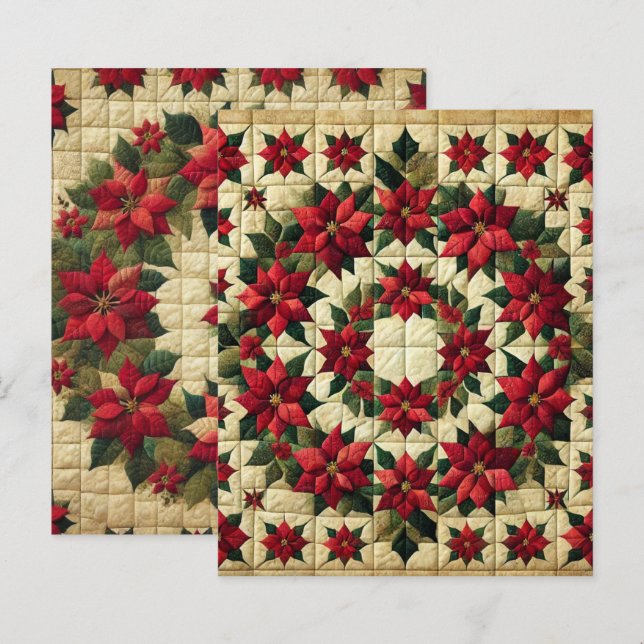 Lámina Papel de minigráfico de poinsettia Wreath (Anverso / Reverso)