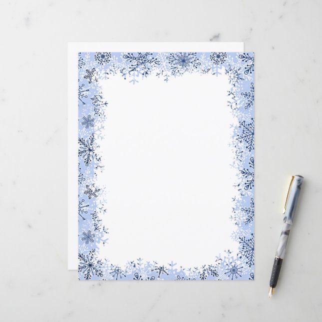 Lámina Papel de Navidad con copos de nieve azules (Anverso/Reverso In Situ)