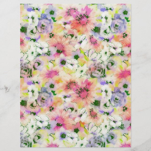 Lámina Papel de origami floral pastel (Anverso)