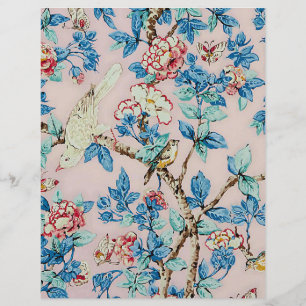 Lámina Papel de origami para aves de color rosa y azul