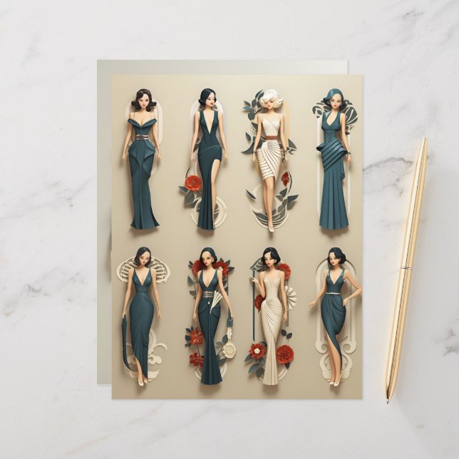 Lámina Papel de papel Art Deco para muñecas (Anverso/Reverso In Situ)