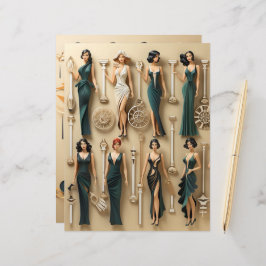 Lámina Papel de papel Art Deco para muñecas
