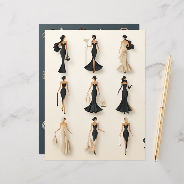 Lámina Papel de papel Art Deco para muñecas (Anverso/Reverso In Situ)