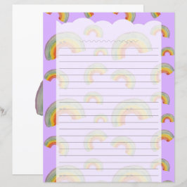Lámina Papel de papelería arcoíris kawaii lavanda