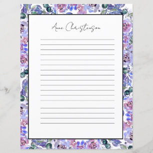 Lámina Papel de papelería con monograma floral elegante