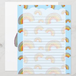 Lámina Papel de papelería de arcoíris Kawaii azul claro