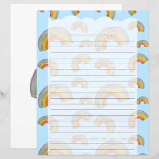 Lámina Papel de papelería de arcoíris Kawaii azul claro