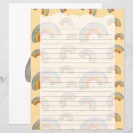 Lámina Papel de papelería de arcoíris kawaii naranja past