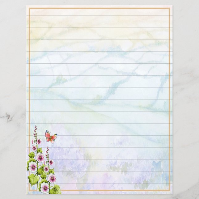 Lámina Papel de papelería de colinas y flores silvestres  (Anverso)