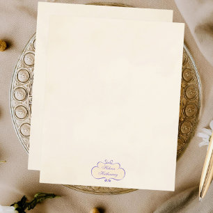 Lámina Papel de papelería de escudo de nombre romántico v