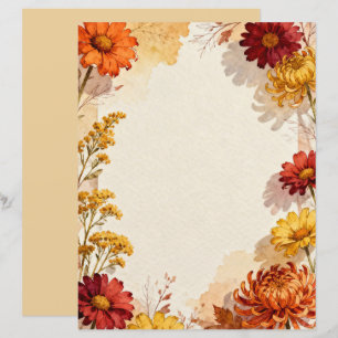 Lámina Papel de papelería de fantasía floral de otoño