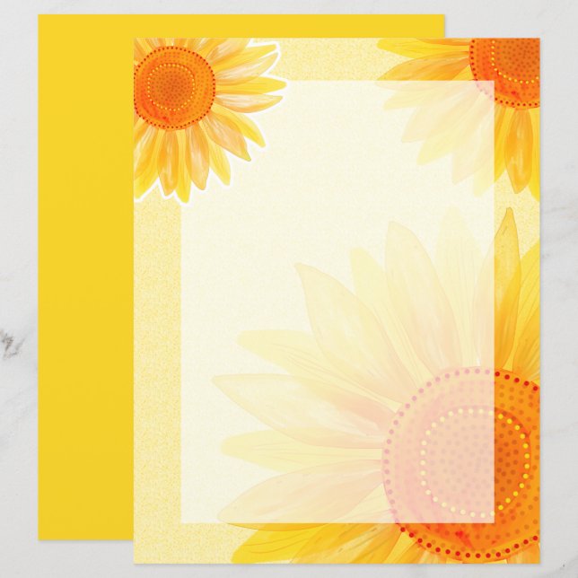 Lámina Papel de papelería de girasol (Anverso / Reverso)