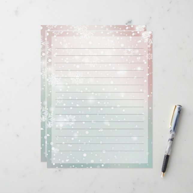 Lámina Papel de papelería de Navidad con gradiente de nie (Anverso/Reverso In Situ)