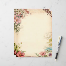 Lámina Papel de papelería de Scrapbook Floral Shabby Chic