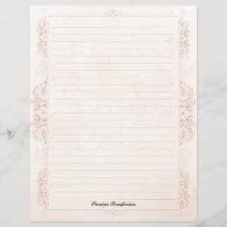 Lámina Papel de papelería vintage victoriano con nombre y