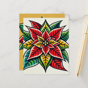Lámina Papel de papeleta de poinsettia de arte pop floral