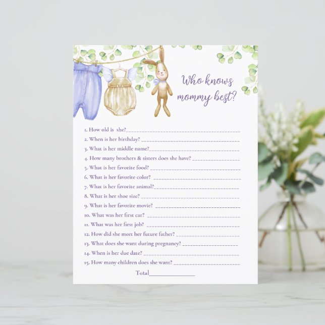 Lámina Papel de partida "¿Quién conoce mejor a mamá?" (Anverso de pie)